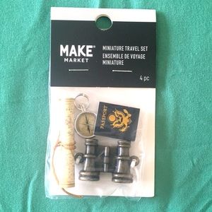 Make Market (Michael’s) Miniature Travel Set: binoculars, compass, map, passport